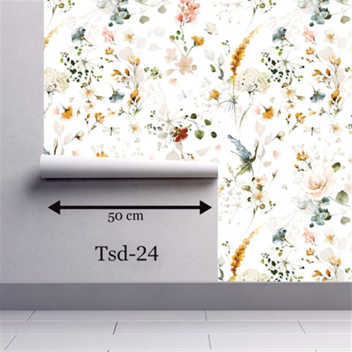 Tasarım Çiçek Desenli Duvar Kağıdı TSD-24 resmi