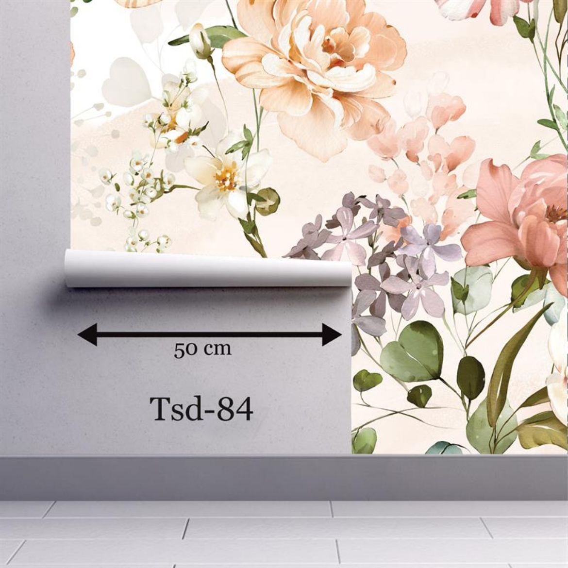 Tasarım Çiçek Desenli Duvar Kağıdı TSD-84 resmi