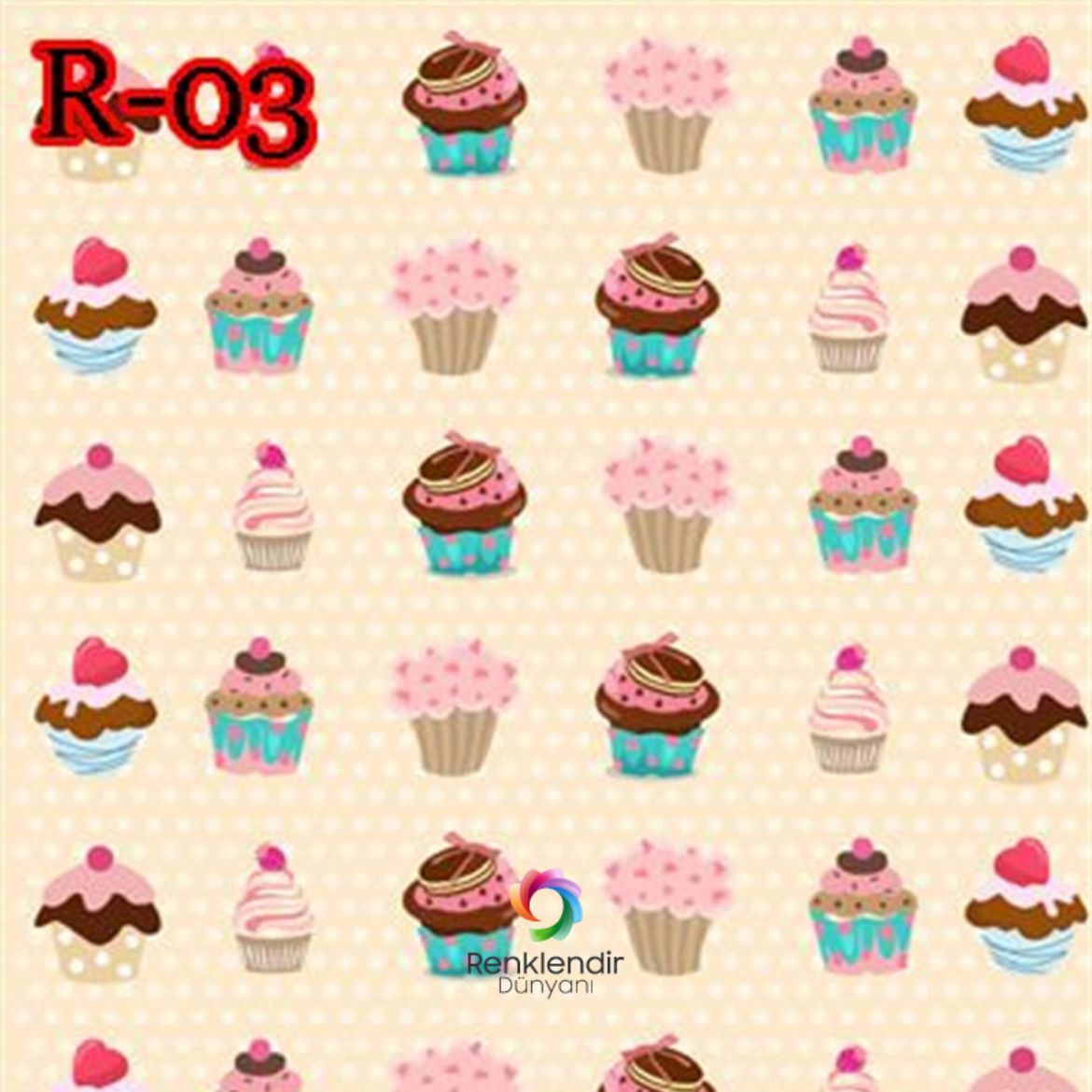 Cupcake Desenli Tezgah Arası Folyo-R03 resmi