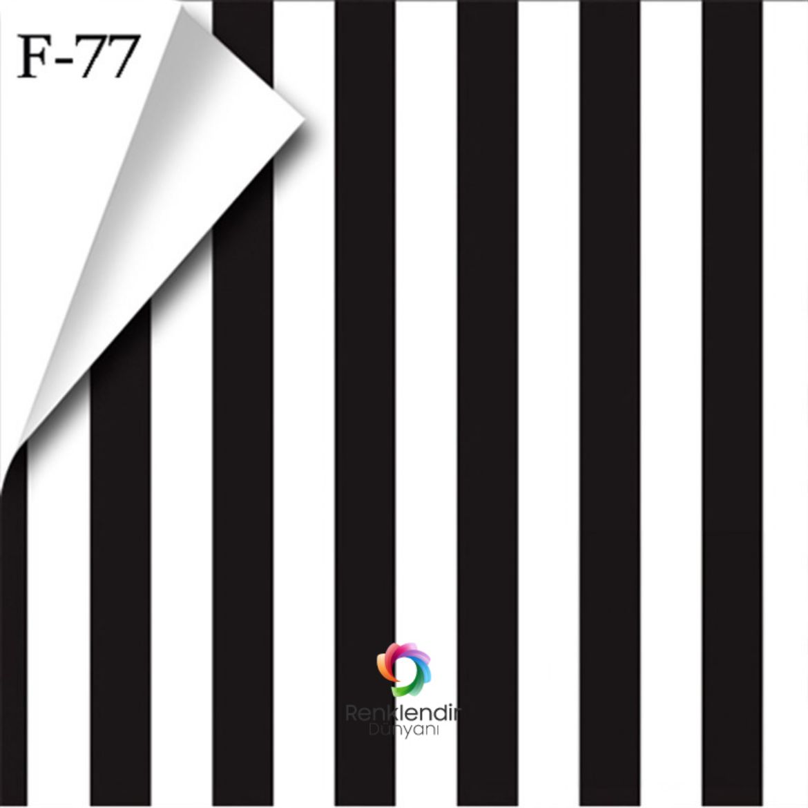 Siyah Beyaz Çizgi Desenli Tezgah Arası Folyo F-77 resmi